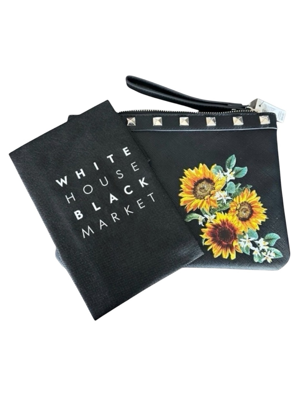 White House Black Market WHBM Sunflower Studded Wristlet Clutch NWT